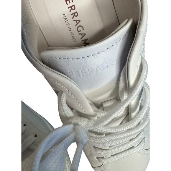 Salvatore Ferragamo NIB Brandy Leather Sneakers in White/Red Size 9.5 - Picture 12 of 12